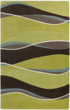 2' X 4' Lime Or Mocha Waves Wool Area Rug - Homeroots
