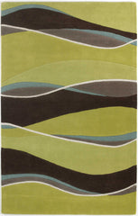 2' X 4' Lime Or Mocha Waves Wool Area Rug