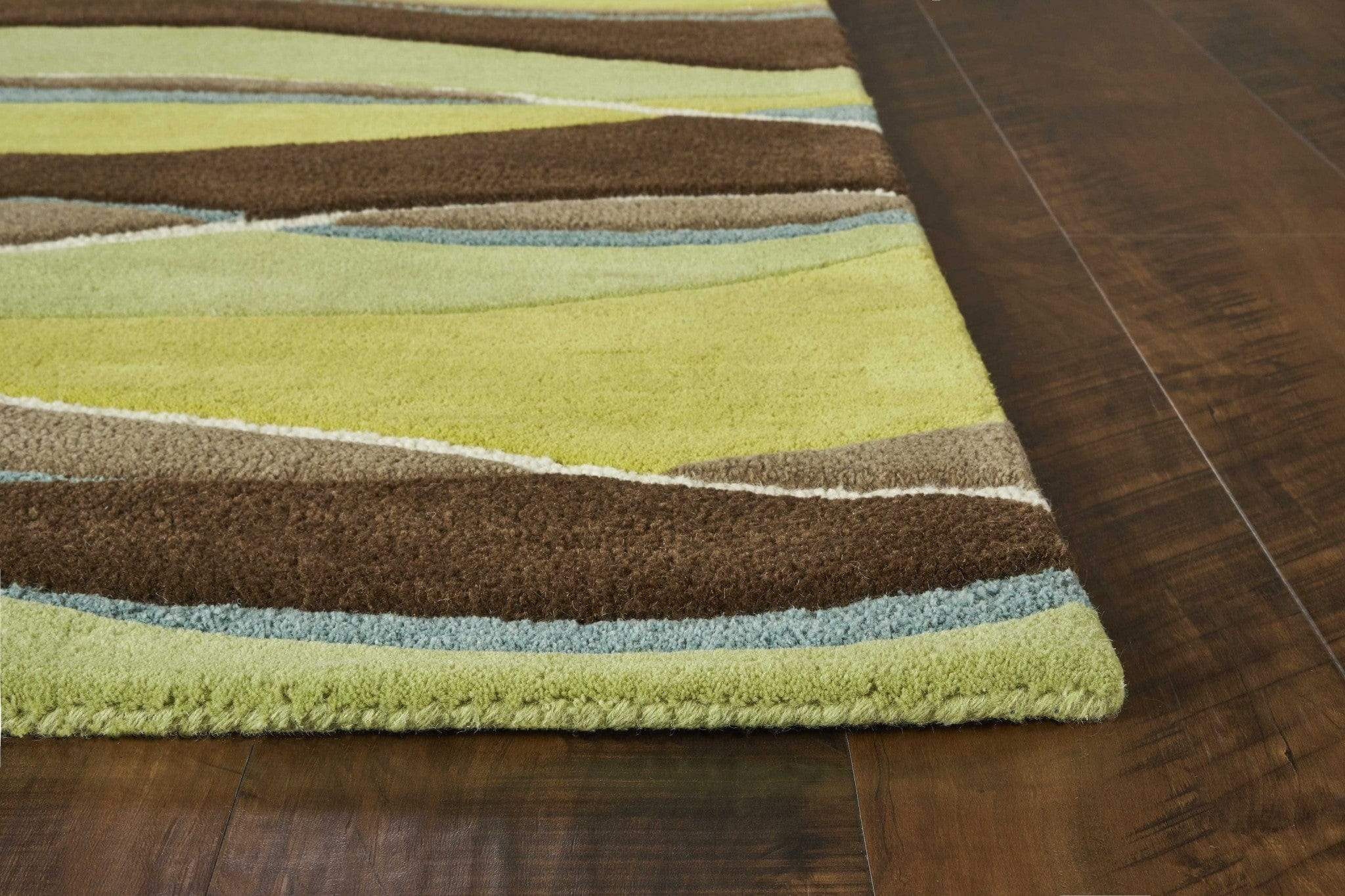 2' X 4' Lime Or Mocha Waves Wool Area Rug - Homeroots - Flyclothing LLC
