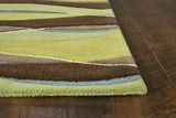 2' X 4' Lime Or Mocha Waves Wool Area Rug - Homeroots