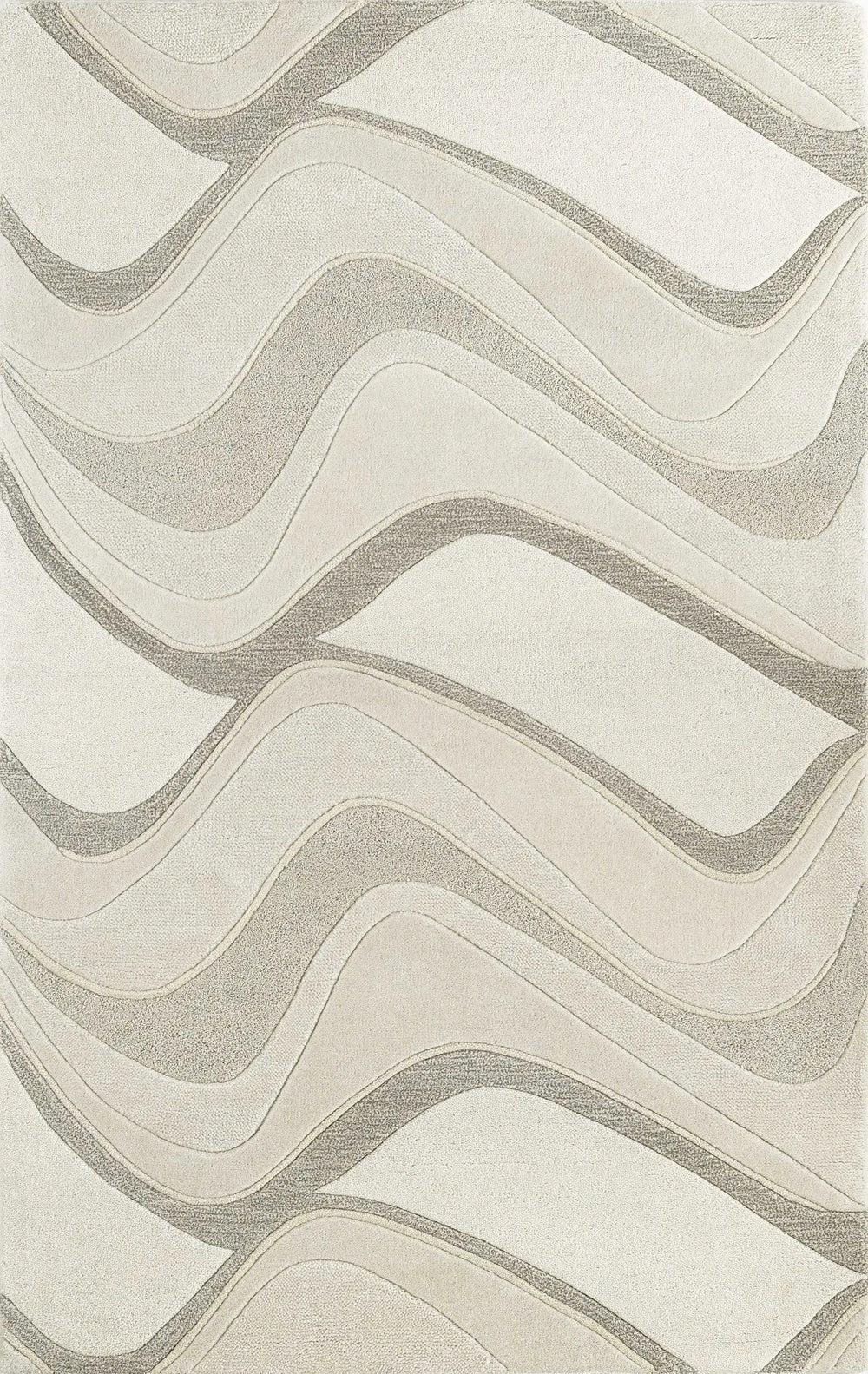 2' X 4' Ivory Hand Tufted Abstract Waves Indoor Accent Rug - Homeroots