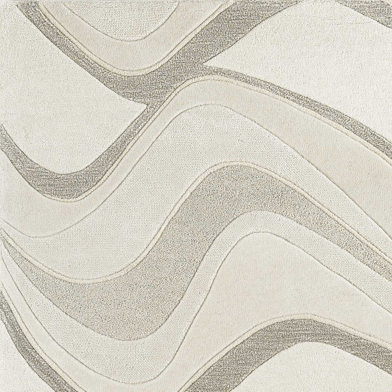 2' X 4' Ivory Hand Tufted Abstract Waves Indoor Accent Rug - Homeroots - Flyclothing LLC