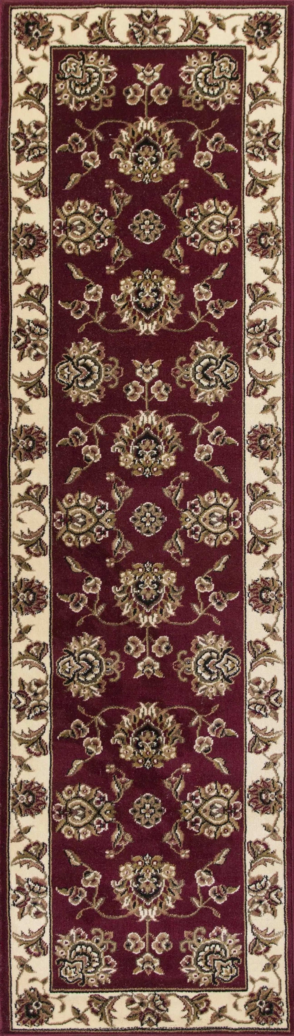 2' X 8' Red Or Ivory Floral Bordered Runner Rug - Homeroots - Flyclothing LLC