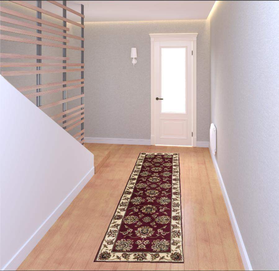 2' X 8' Red Or Ivory Floral Bordered Runner Rug - Homeroots - Flyclothing LLC