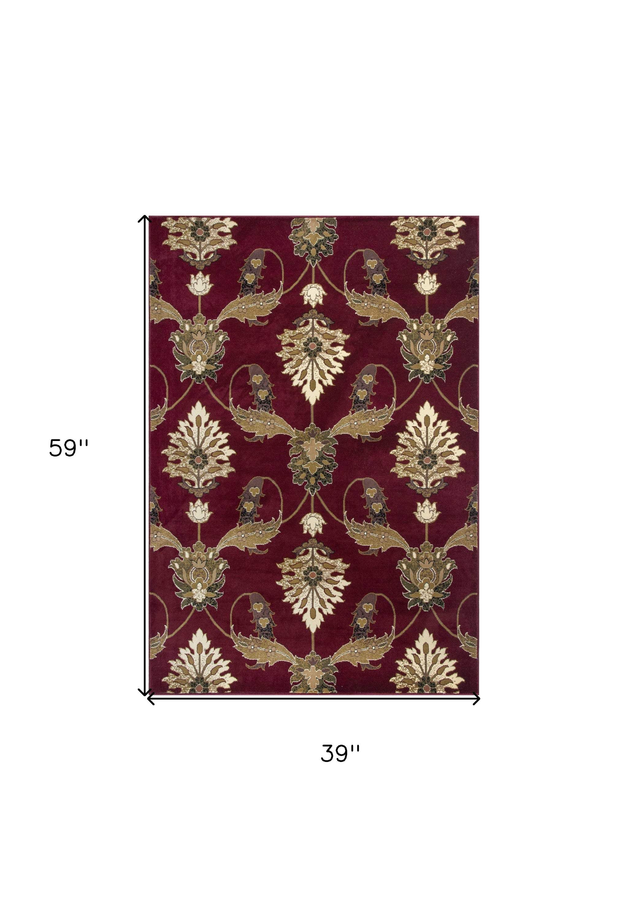 3' X 5' Red Area Rug - Homeroots - Flyclothing LLC