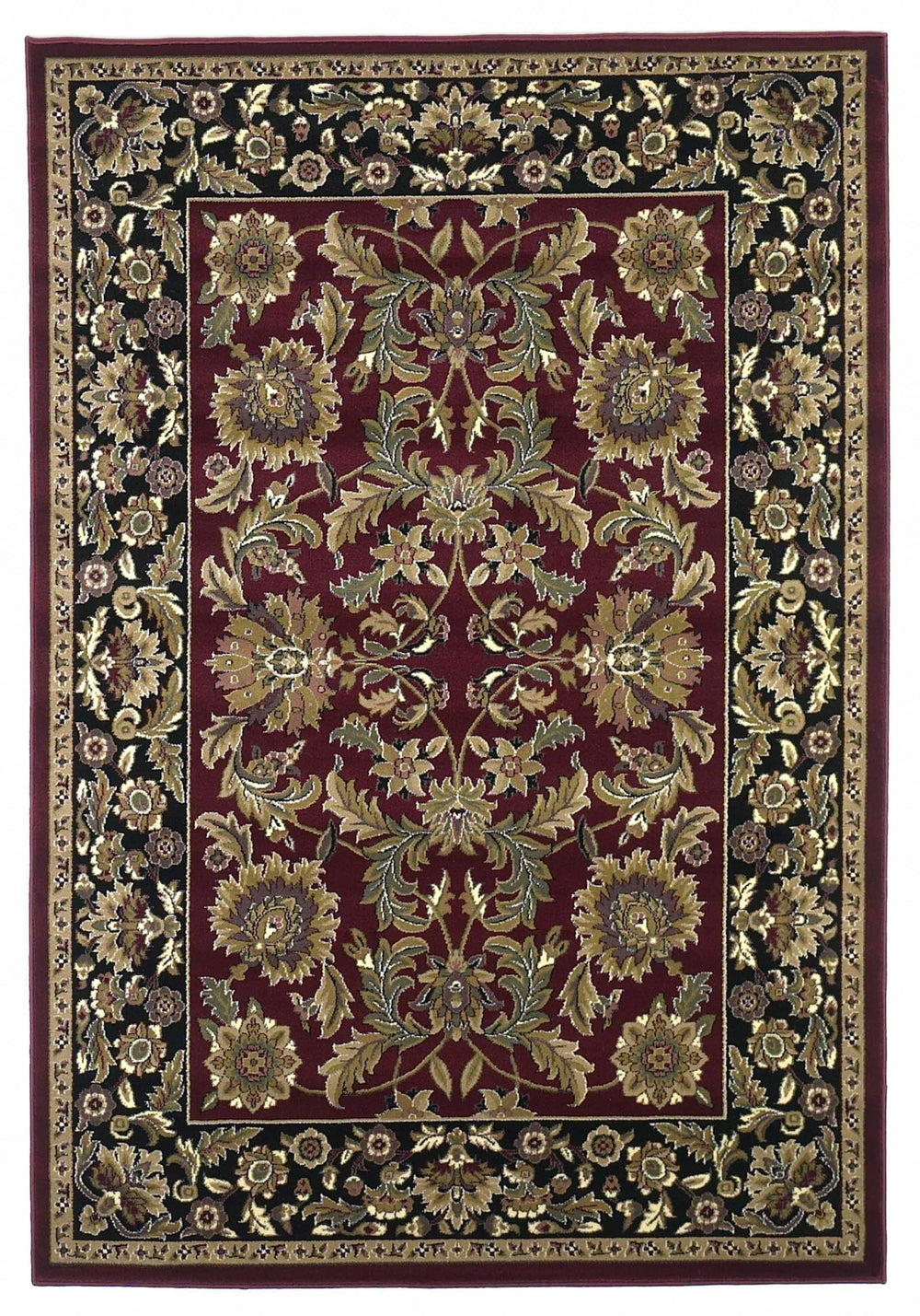 3' X 5' Red Black Machine Woven Floral Traditional Indoor Accent Rug - Homeroots