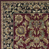 3' X 5' Red Black Machine Woven Floral Traditional Indoor Accent Rug - Homeroots