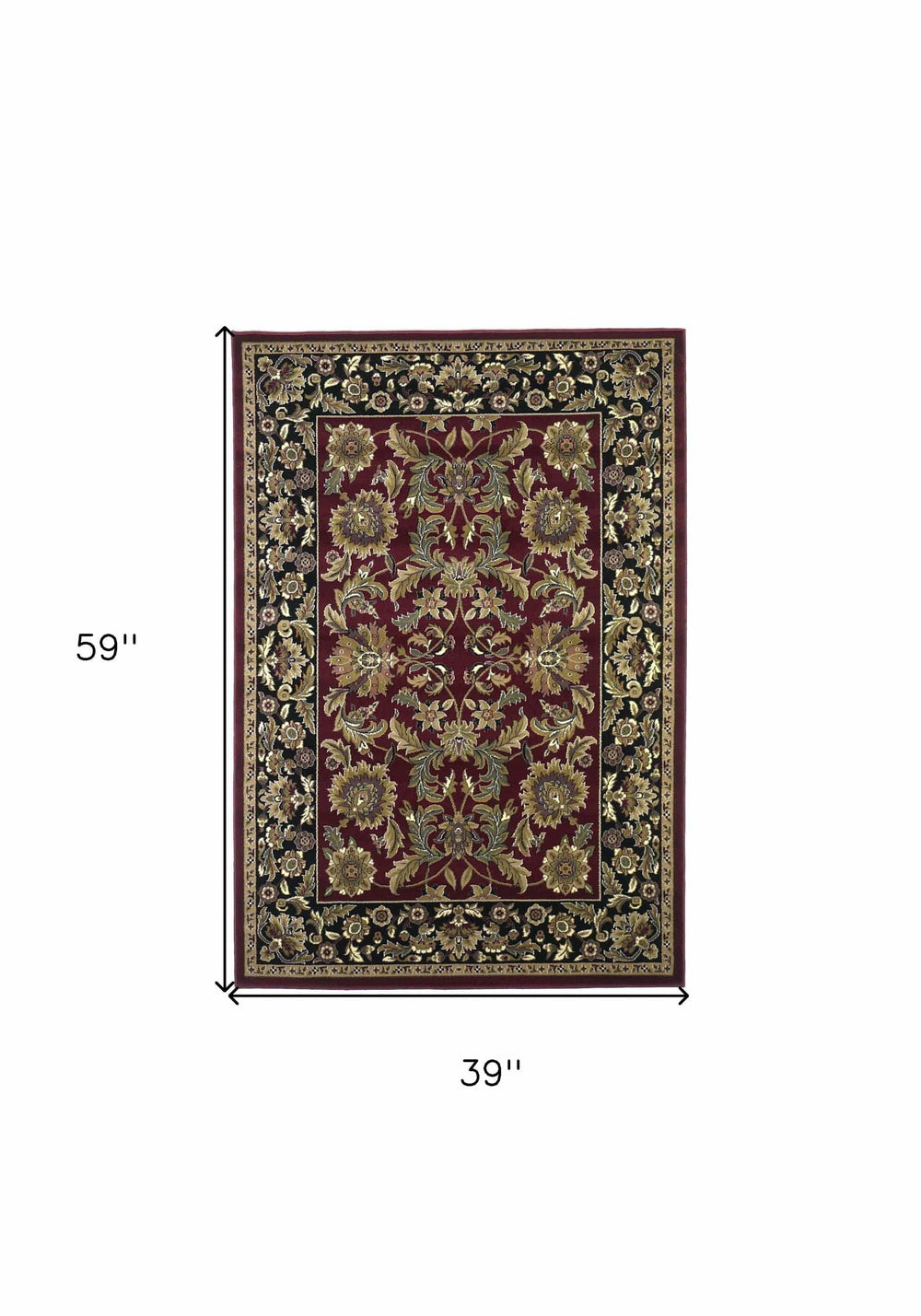 3' X 5' Red Black Machine Woven Floral Traditional Indoor Accent Rug - Homeroots - Flyclothing LLC