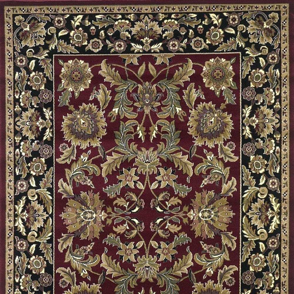 3' X 5' Red Black Machine Woven Floral Traditional Indoor Accent Rug - Homeroots - Flyclothing LLC
