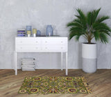 3' X 5' Green Taupe Machine Woven Floral Traditional Indoor Area Rug - Homeroots