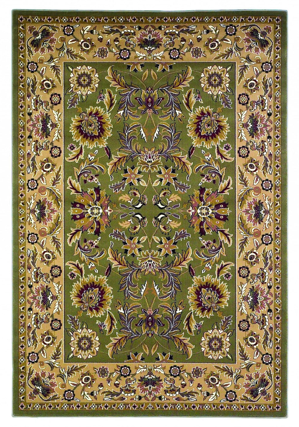 3' X 5' Green Taupe Machine Woven Floral Traditional Indoor Area Rug - Homeroots