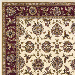 8' Red And Ivory Floral Medallion Runner Rug