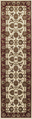 8' Red And Ivory Floral Medallion Runner Rug