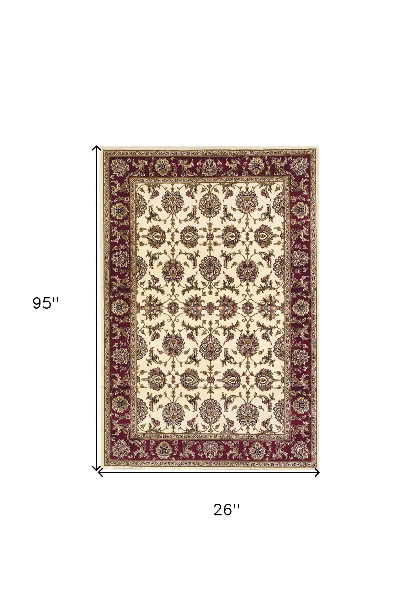 8' Red And Ivory Floral Medallion Runner Rug - Homeroots - Flyclothing LLC