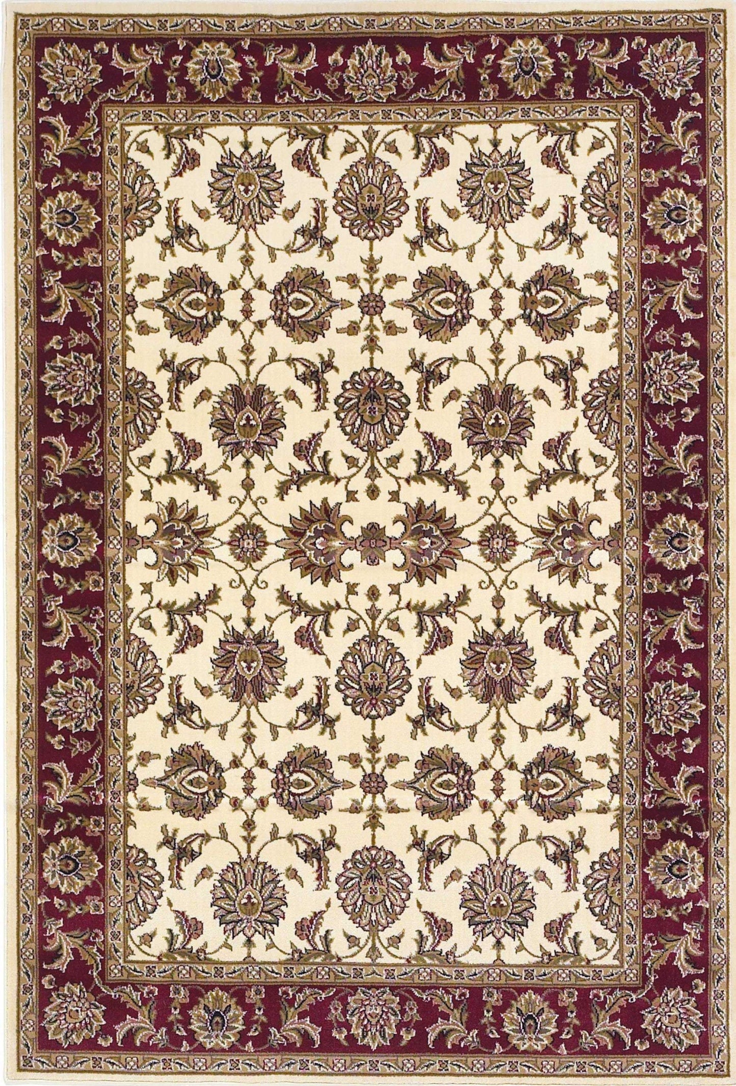 3' X 5' Ivory Red Machine Woven Floral Traditional Indoor Area Rug - Homeroots - Flyclothing LLC