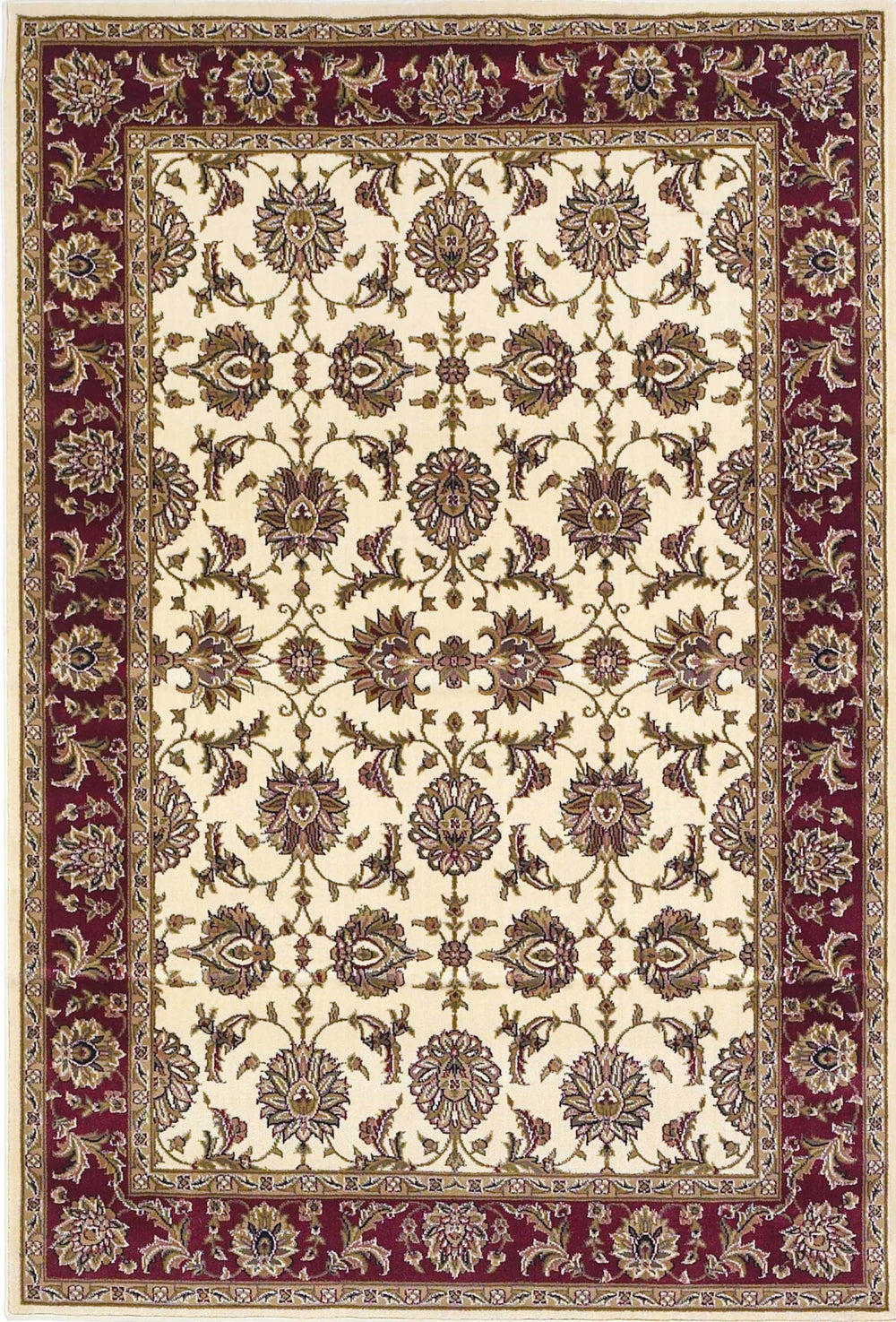 3' X 5' Ivory Red Machine Woven Floral Traditional Indoor Area Rug - Homeroots