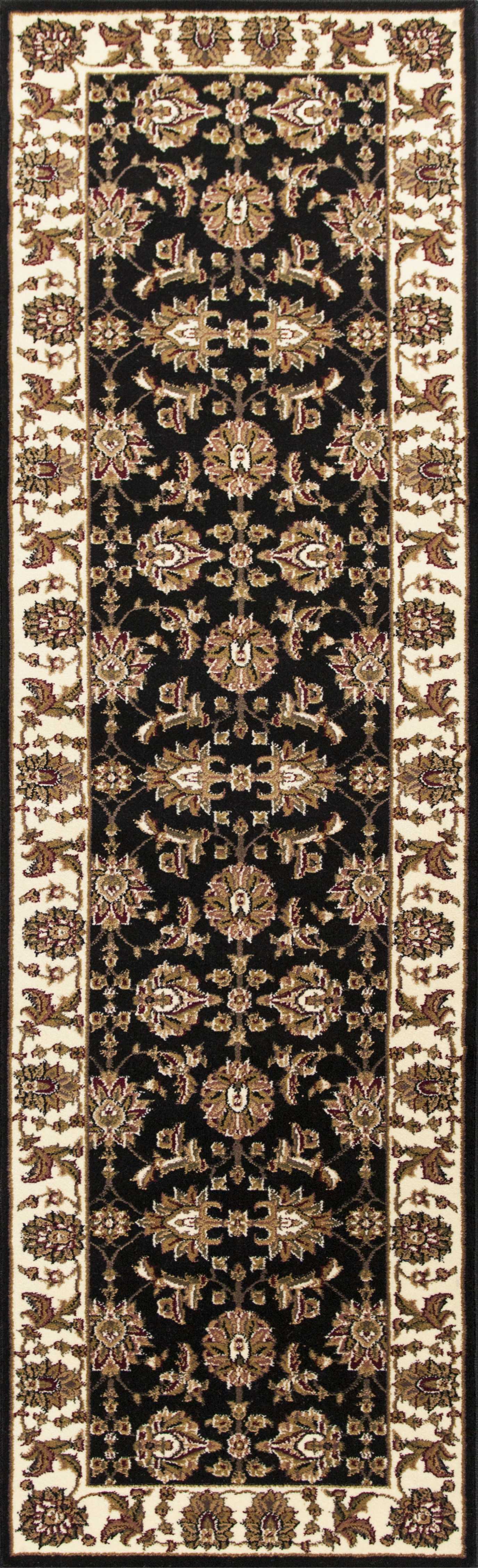 2' X 8' Black Or Ivory Traditional Bordered Rug - Homeroots - Flyclothing LLC