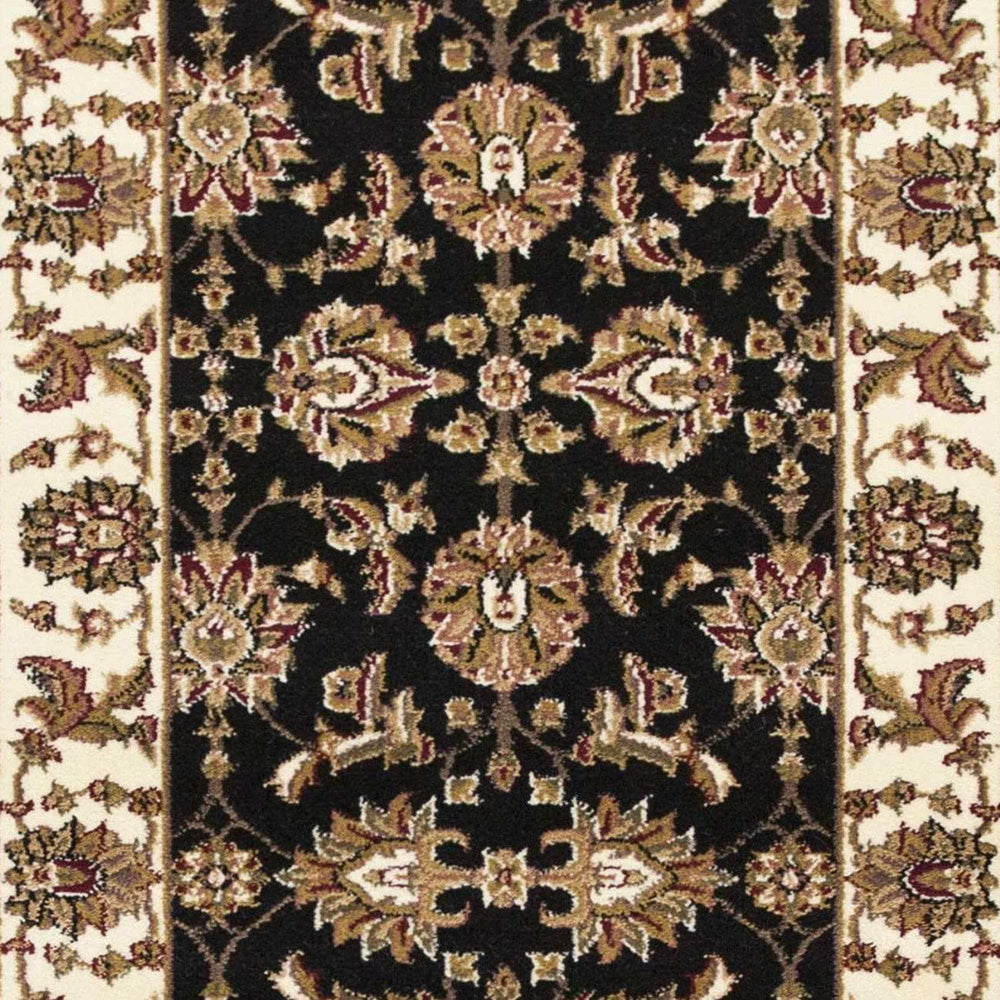 2' X 8' Black Or Ivory Traditional Bordered Rug - Homeroots - Flyclothing LLC