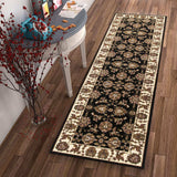 2' X 8' Black Or Ivory Traditional Bordered Rug - Homeroots - Flyclothing LLC