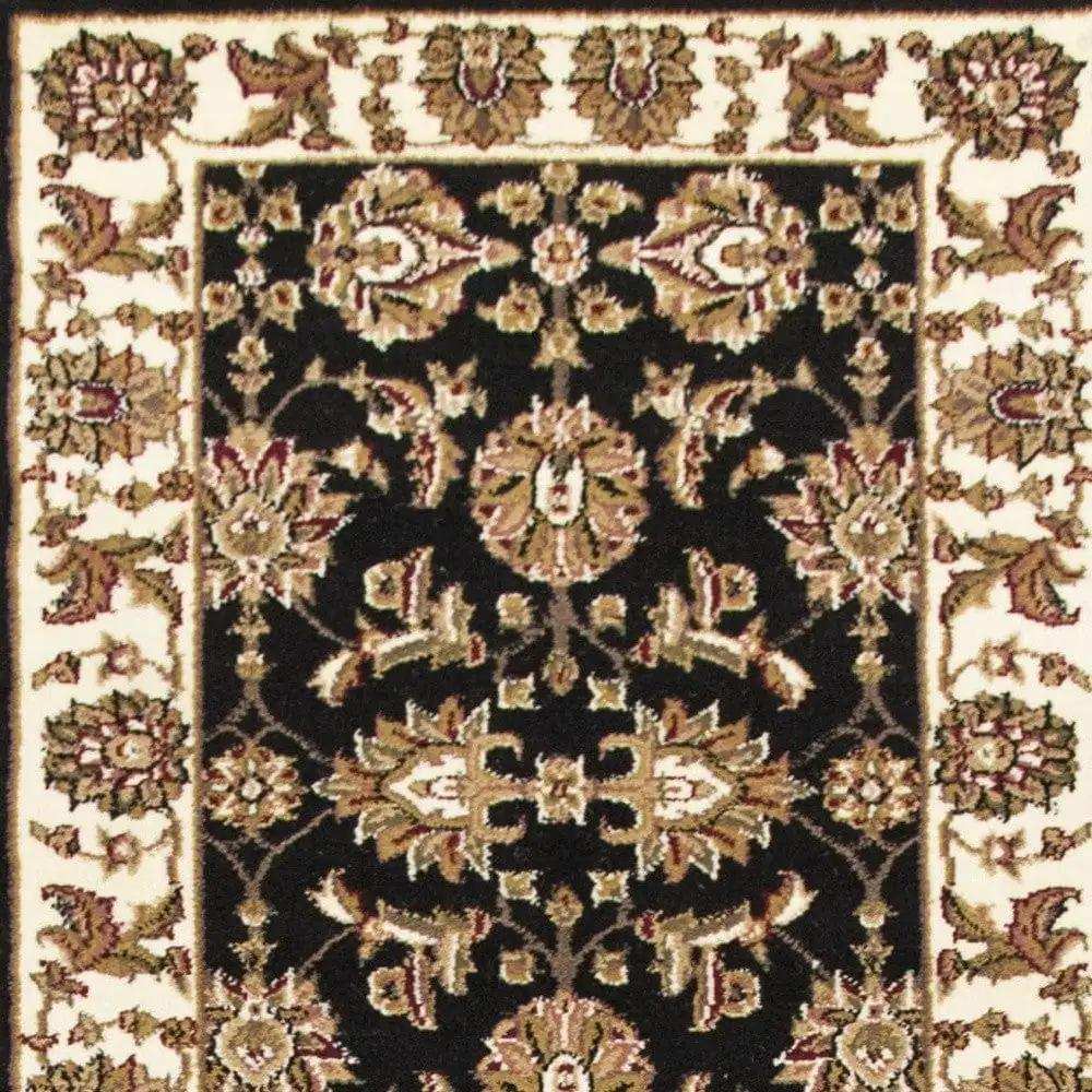 2' X 8' Black Or Ivory Traditional Bordered Rug - Homeroots - Flyclothing LLC