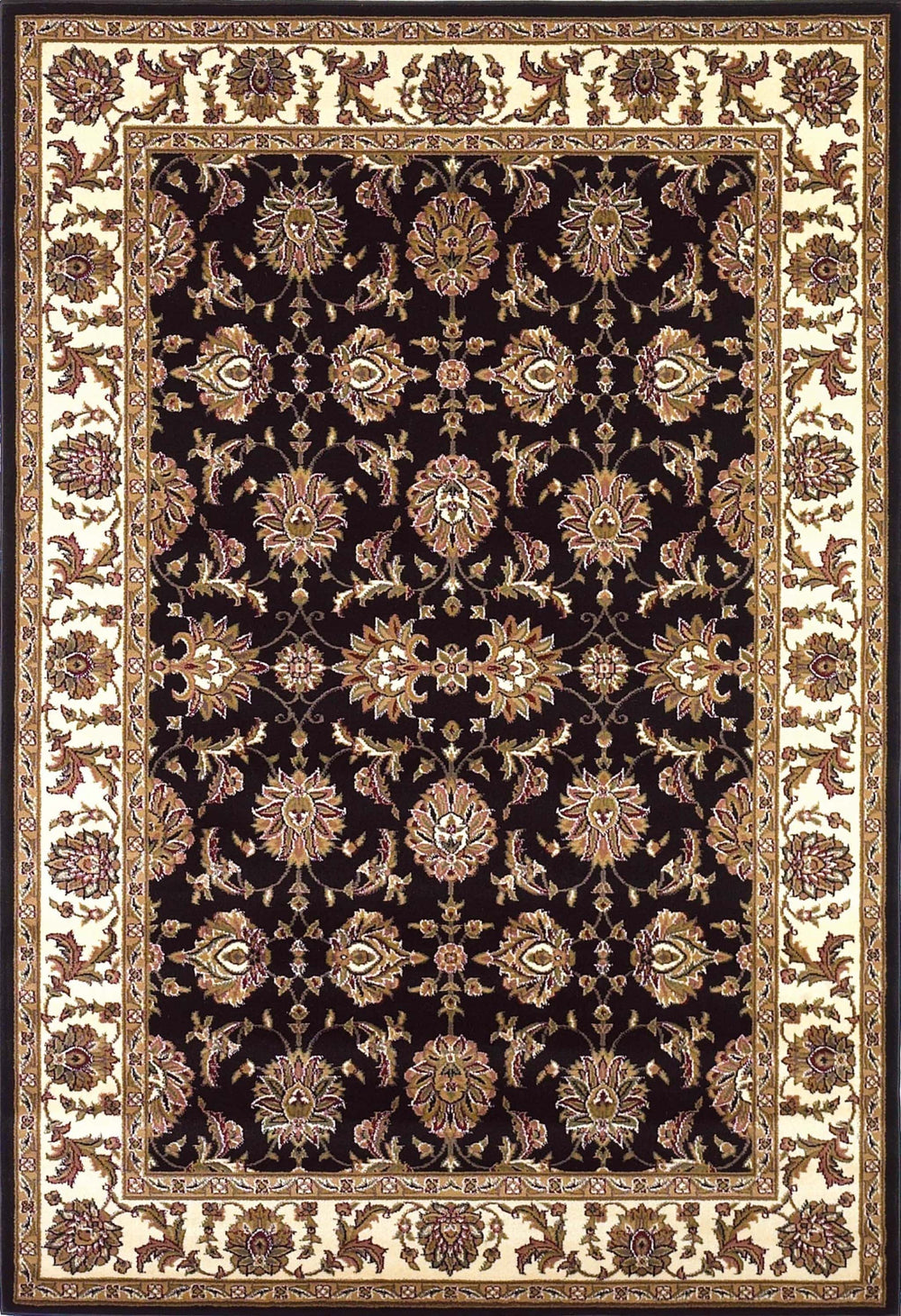 3' X 5' Black Ivory Machine Woven Floral Traditional Indoor Area Rug - Homeroots