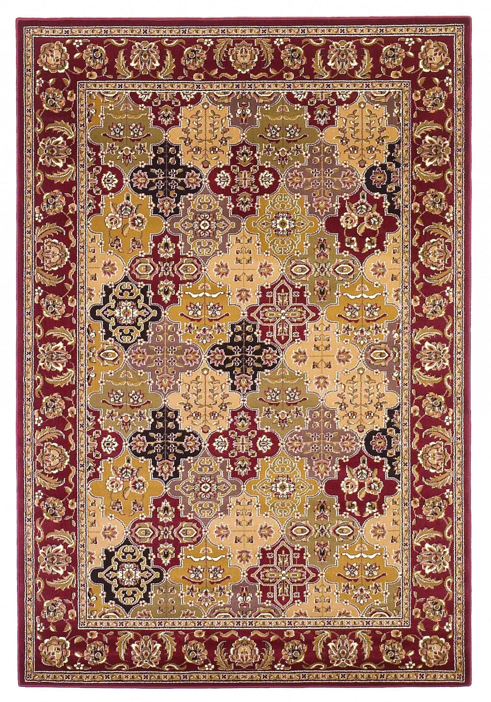 3' X 5' Red Machine Woven Traditional Quatrefoil Indoor Area Rug - Homeroots