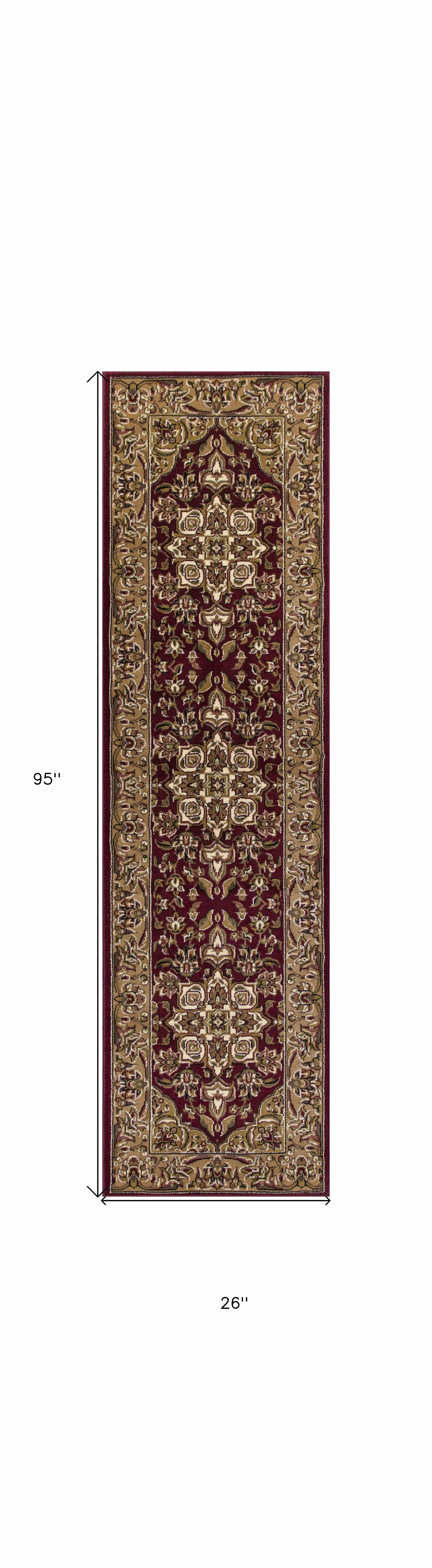 2' X 8' Red Or Beige Medallion Runner Rug