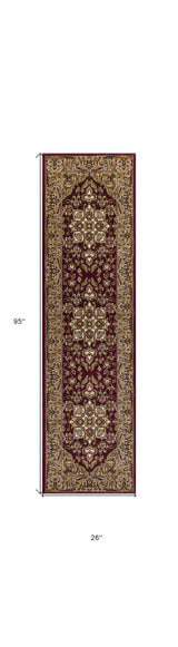 2' X 8' Red Or Beige Medallion Runner Rug - Homeroots - Flyclothing LLC