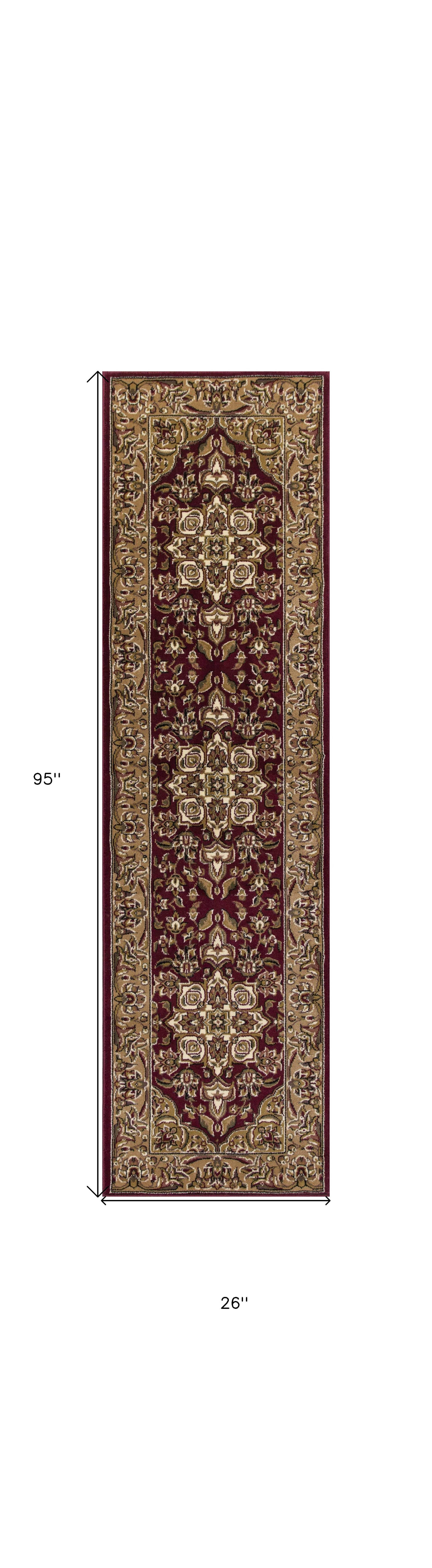 2' X 8' Red Or Beige Medallion Runner Rug - Homeroots - Flyclothing LLC