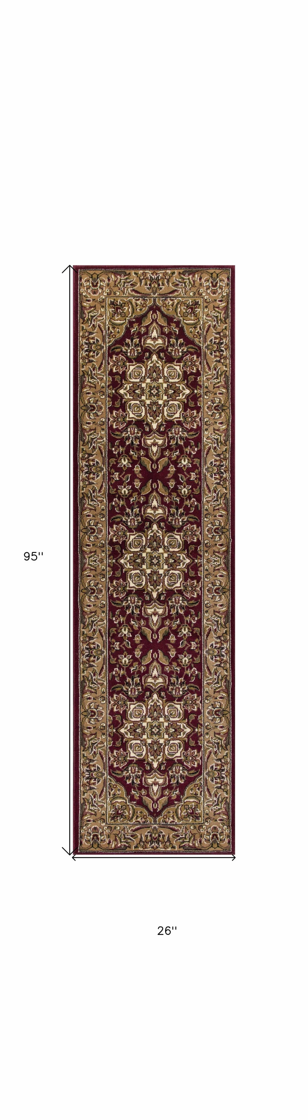 2' X 8' Red Or Beige Medallion Runner Rug - Homeroots - Flyclothing LLC