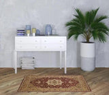 3' X 5' Red Beige Machine Woven Floral Medallion Indoor Area Rug - Homeroots