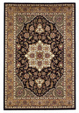 3' X 5' Black Beige Machine Woven Floral Medallion Indoor Area Rug - Homeroots