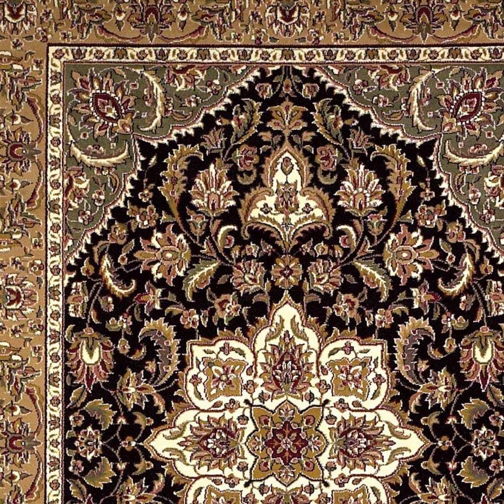 3' X 5' Black Beige Machine Woven Floral Medallion Indoor Area Rug - Homeroots - Flyclothing LLC