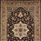 3' X 5' Black Beige Machine Woven Floral Medallion Indoor Area Rug - Homeroots - Flyclothing LLC