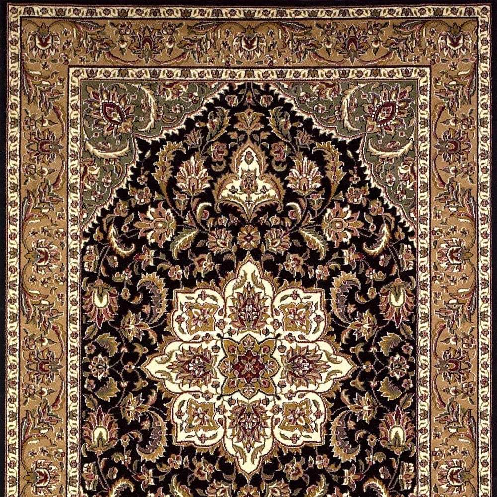 3' X 5' Black Beige Machine Woven Floral Medallion Indoor Area Rug - Homeroots - Flyclothing LLC