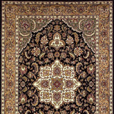 3' X 5' Black Beige Machine Woven Floral Medallion Indoor Area Rug - Homeroots - Flyclothing LLC