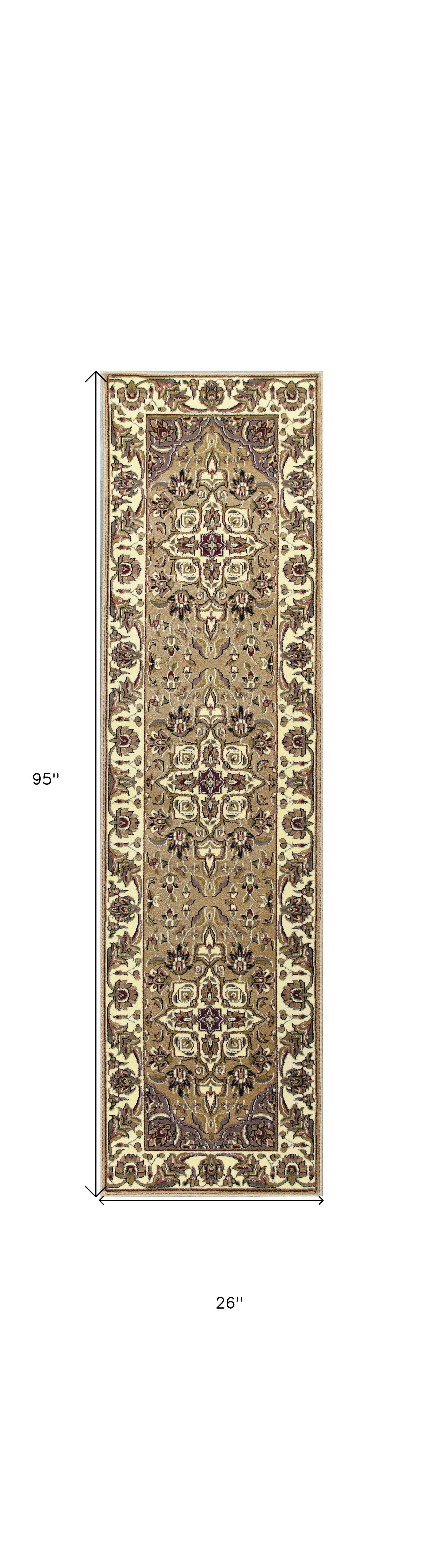 2' X 8' Beige Or Ivory Medallion Runner Rug - Homeroots - Flyclothing LLC