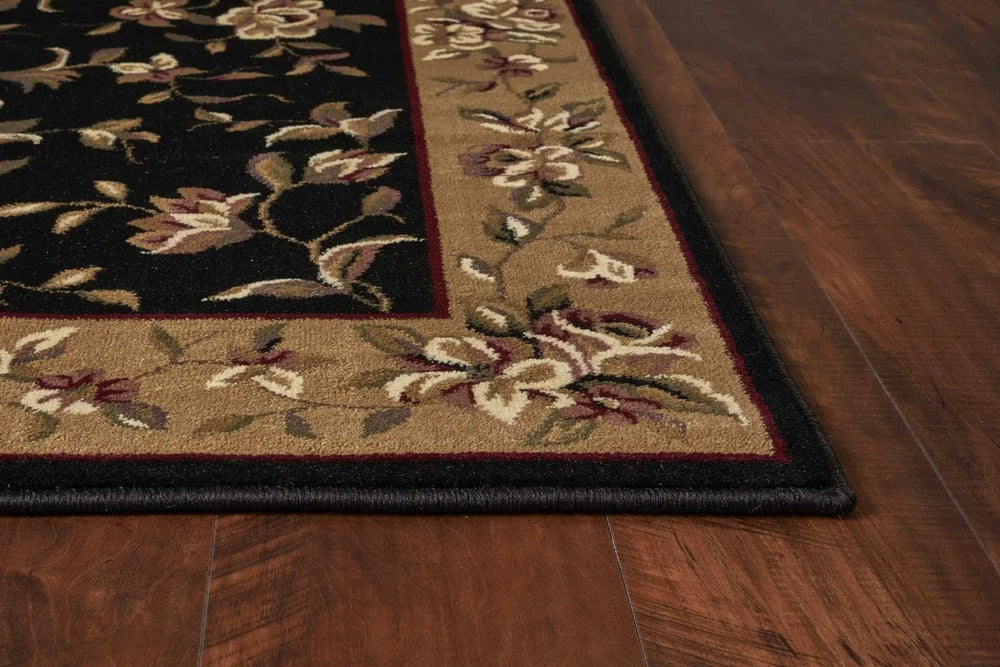 3' X 5' Black Beige Machine Woven Floral Vines Indoor Area Rug - Homeroots - Flyclothing LLC