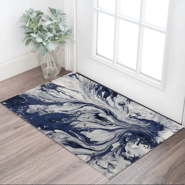 3' X 5' Blue Abstract Area Rug - Homeroots