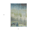 3' X 5' Blue and Green Abstract Brushstrokes Area Rug - Homeroots