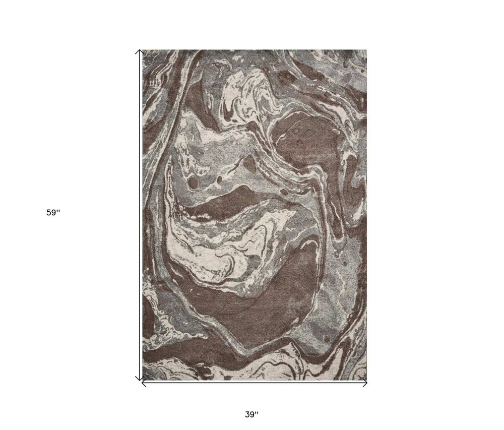 3' X 5' Brown Abstract Area Rug - Homeroots - Flyclothing LLC