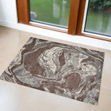 3' X 5' Brown Abstract Area Rug - Homeroots