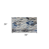 3' X 5' Grey And Navy Area Rug - Homeroots - Flyclothing LLC