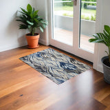 3' X 5' Grey And Navy Area Rug - Homeroots