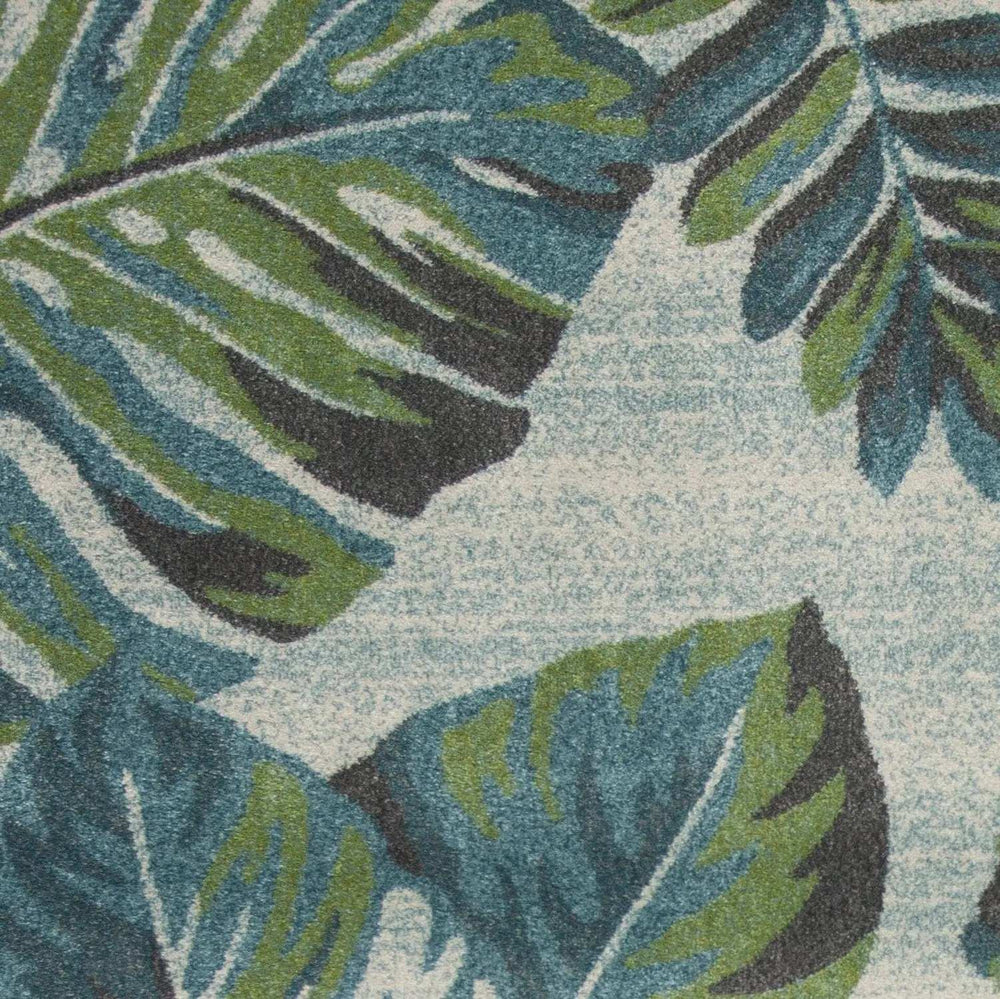 3' X 5' Teal and Ivory Tropical Floral Area Rug - Homeroots - Flyclothing LLC