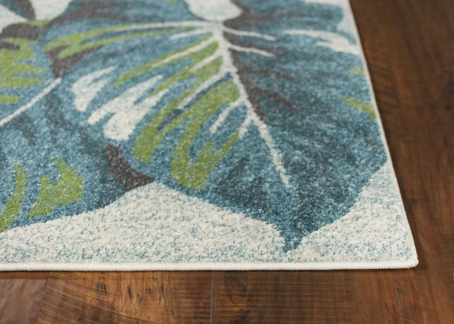 3' X 5' Teal and Ivory Tropical Floral Area Rug - Homeroots - Flyclothing LLC