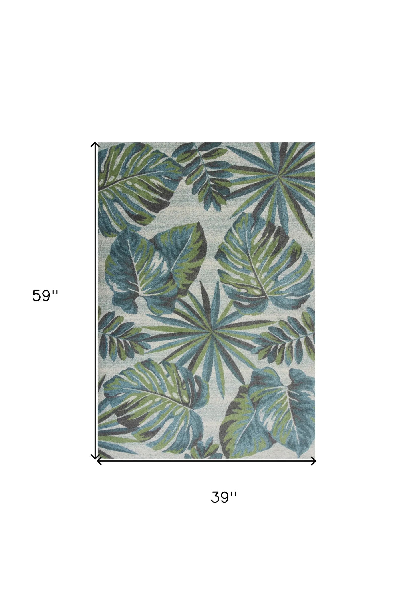 3' X 5' Teal and Ivory Tropical Floral Area Rug - Homeroots - Flyclothing LLC