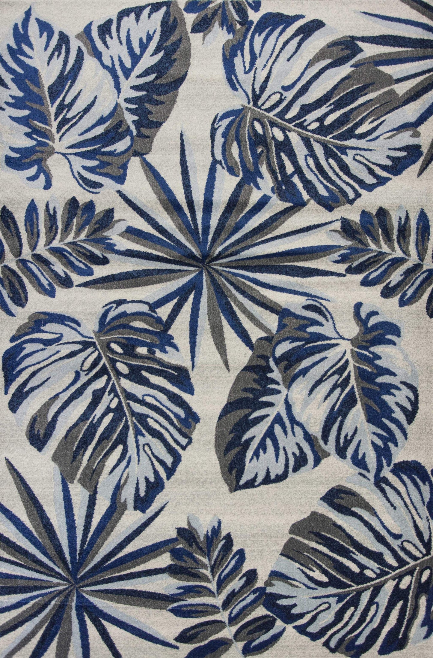 3' X 5' Blue and Gray Botanical Leaves Area Rug - Homeroots - Flyclothing LLC