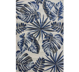3' X 5' Blue and Gray Botanical Leaves Area Rug - Homeroots