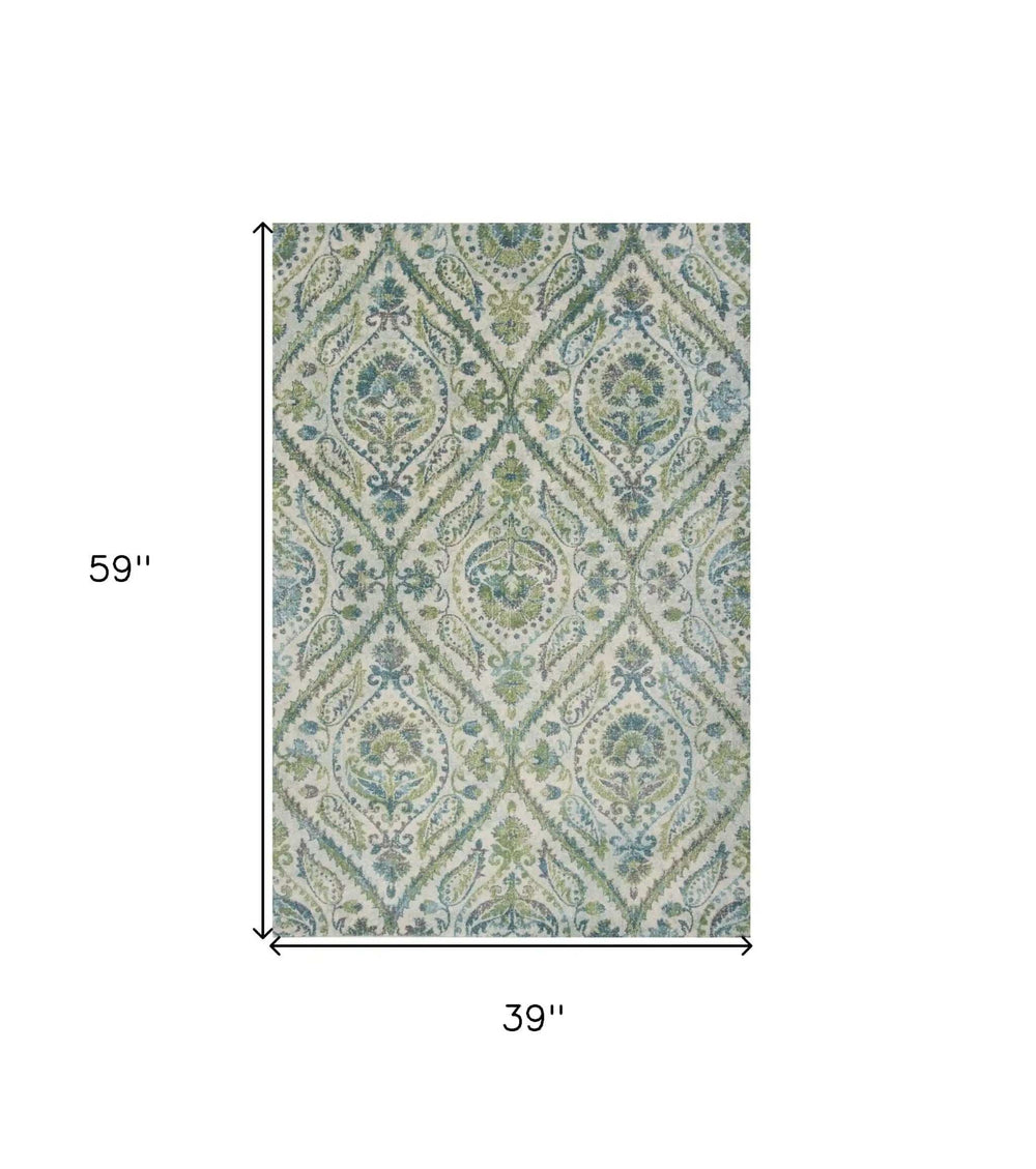 3' X 5' Ivory Ogee Area Rug - Homeroots - Flyclothing LLC